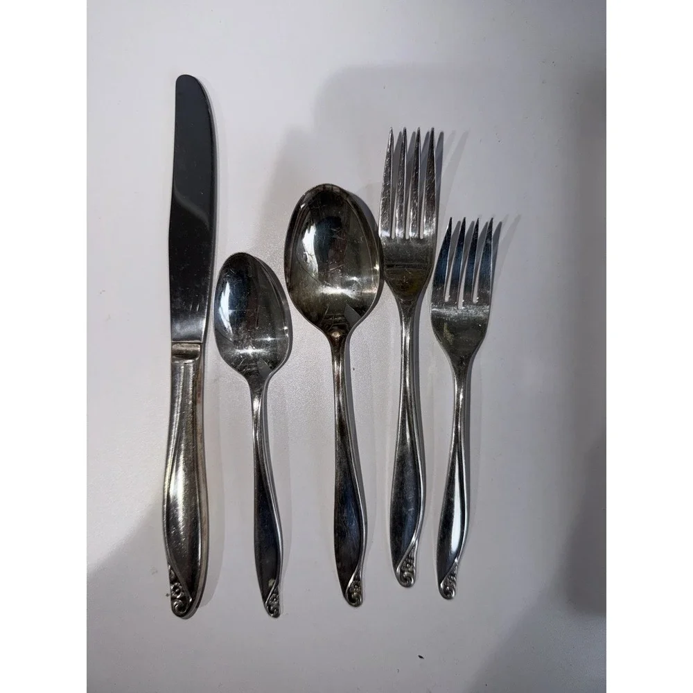 Silverware‎ Rogers Oneida Silver Overlaid Flower Time Pattern 5 Piece